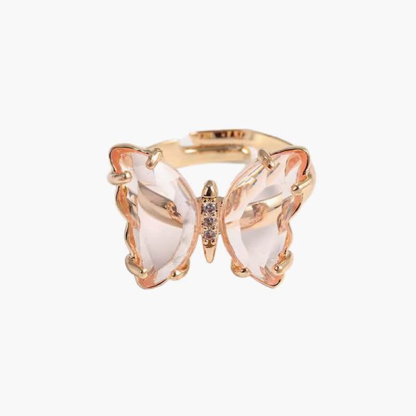 Adjustable Women Girls Korean Crystal Butterfly Open Ring Fashion Jewelry Finger Rings