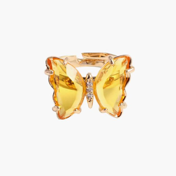 Adjustable Women Girls Korean Crystal Butterfly Open Ring Fashion Jewelry Finger Rings - Image 2