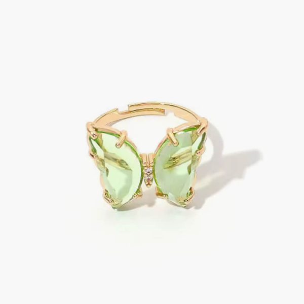 Adjustable Women Girls Korean Crystal Butterfly Open Ring Fashion Jewelry Finger Rings - Image 5