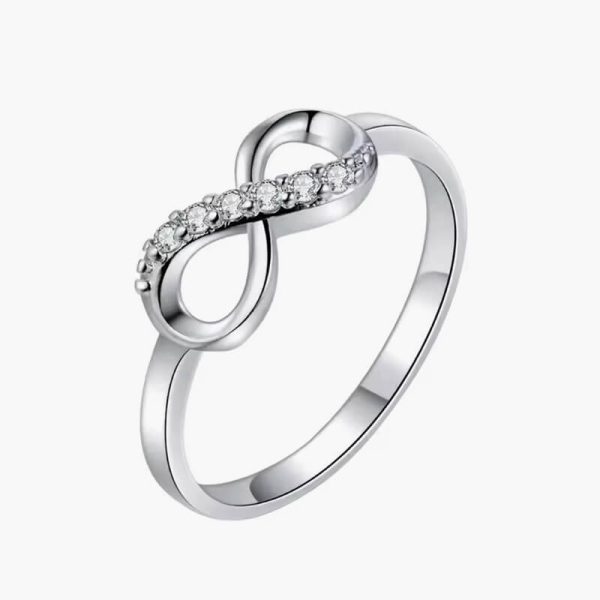 Fashion Inverted 8-shaped Crystal Studded Alloy Ring Women Versatile Crystal Twist Infinity Ring Jewelry Женская Бижутерия Тренд