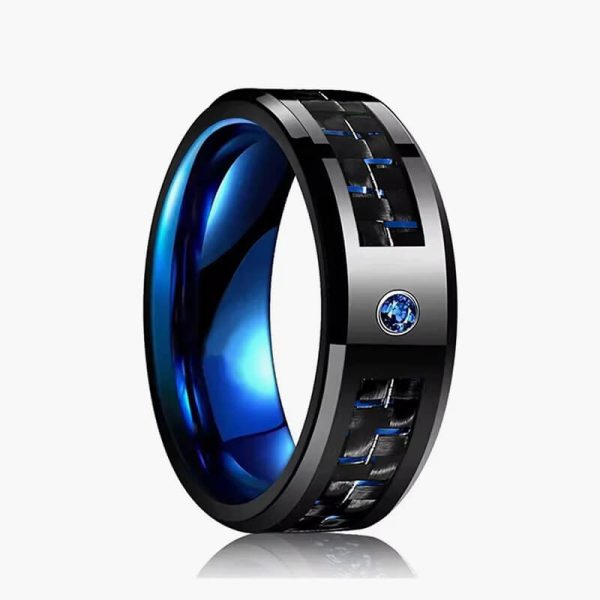 Fashion Men Stainless Steel Celtic Dragon Rings Inlay Red Blue Green Carbon Fiber Zircon Rings For Men Wedding Band Jewelry Gift - Image 3