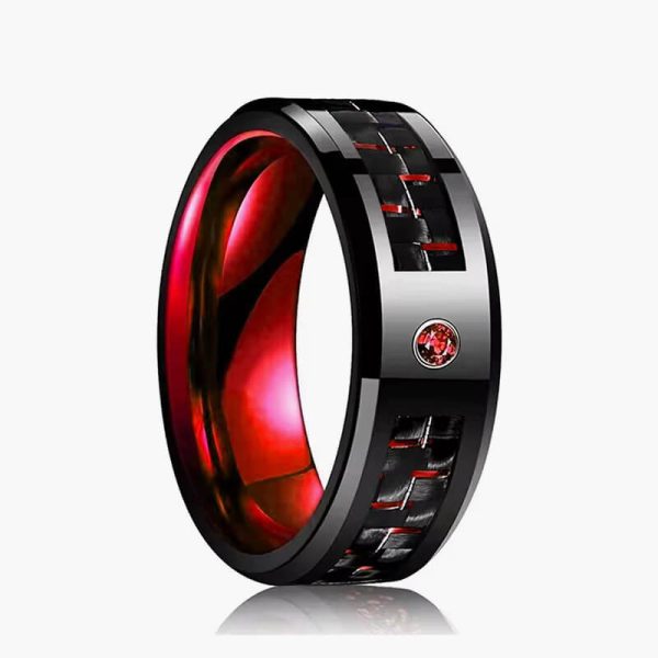 Fashion Men Stainless Steel Celtic Dragon Rings Inlay Red Blue Green Carbon Fiber Zircon Rings For Men Wedding Band Jewelry Gift - Image 6