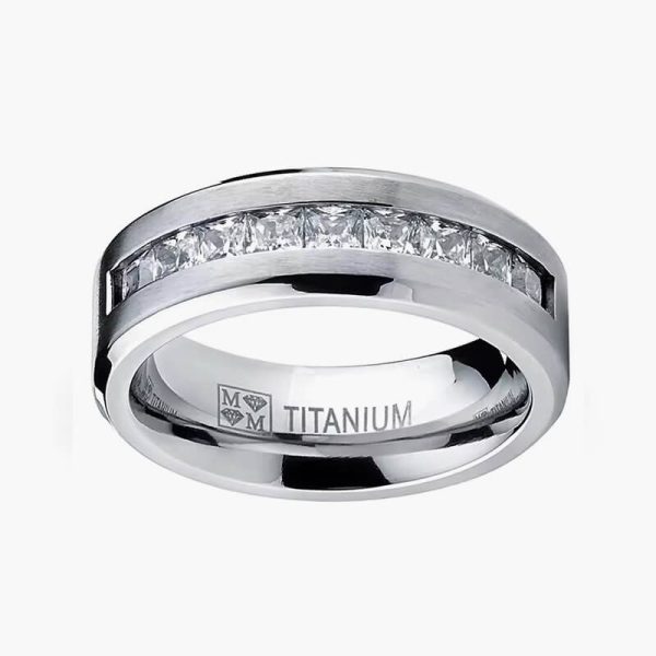 Hot Selling Silver Plated Stainless Steel Rings For Men Square Cubic Zircon Ring Jewelry Accessories Wholesale Size 7-13