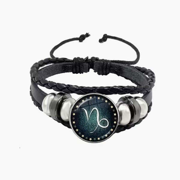 LibraScorpioSagittariusCapricornAquariusPisces 12 Constellations Black Wrist Charm Leather Snap Bracelet Jewelry Gift - Image 4
