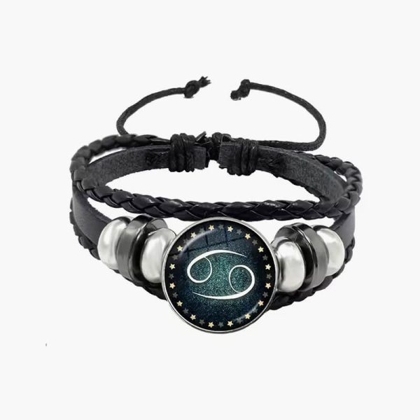 LibraScorpioSagittariusCapricornAquariusPisces 12 Constellations Black Wrist Charm Leather Snap Bracelet Jewelry Gift - Image 5