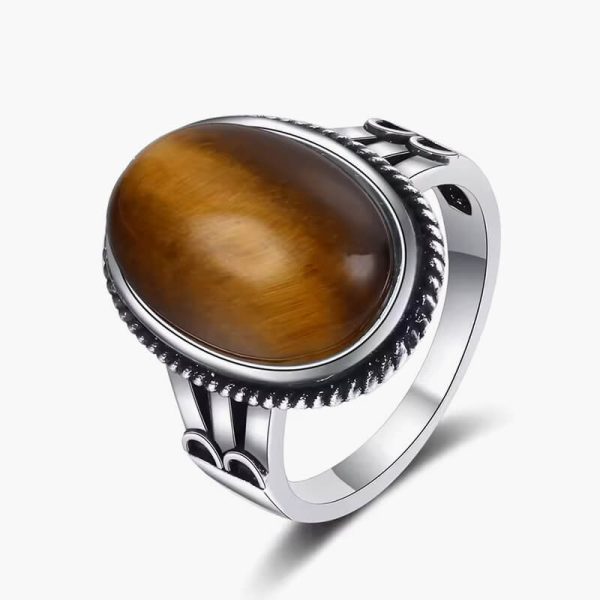 S925 Silver Large Stone 11x17MM Natural Labradorite Tiger Eye Ring for Women Fine Jewelry Party Wedding Anniversary Gift