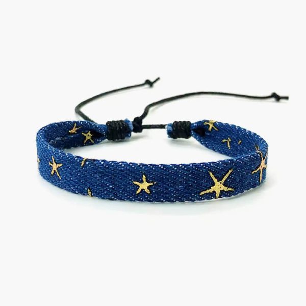Vintage Handmade Star Punk Blue Denim Man Bracelet for Women Gothic Ethnic Friendship Bracelets & Bangles Jewelry Gift Wholesale