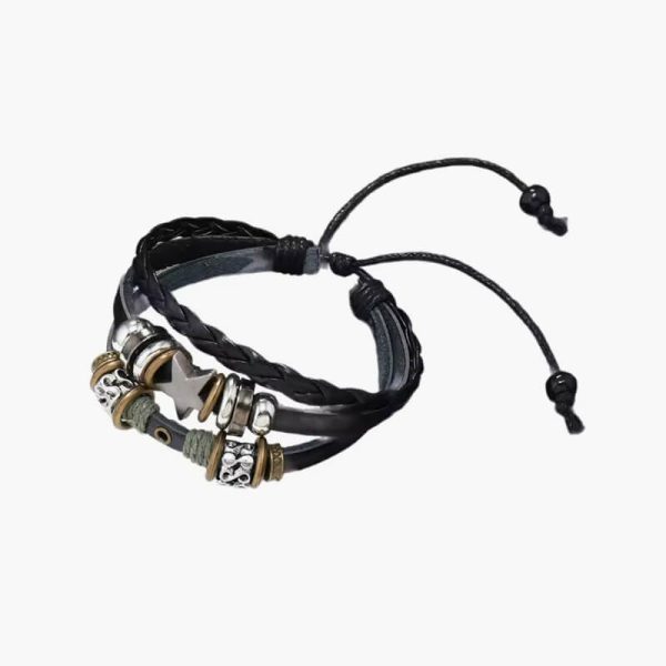 Vintage Leather Bracelet Punk Star Beaded Wristband MultiLayer Leather Bracelet Jewelry Punk Wrap Bracelet for Women Men - Image 2