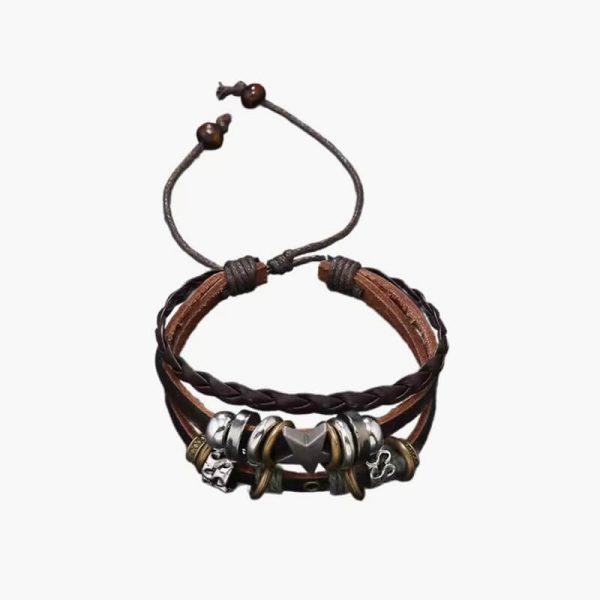 Vintage Leather Bracelet Punk Star Beaded Wristband MultiLayer Leather Bracelet Jewelry Punk Wrap Bracelet for Women Men - Image 4