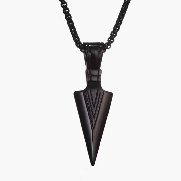 ZRM Personality Fashion Punk Striking Men’s Vintage Spearhead Arrowhead Pendant Necklace for Men Stainless Steel Chocker