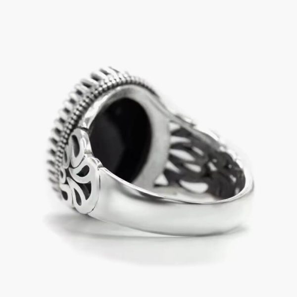 Natural Agate Ring for Men 925 Sterling Silver with Big Red Stone Vintage Rings Hollow Design for Male Women Thai Silver Jewelry - Image 12