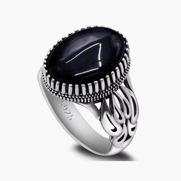 Natural Agate Ring for Men 925 Sterling Silver with Big Red Stone Vintage Rings Hollow Design for Male Women Thai Silver Jewelry - Image 9